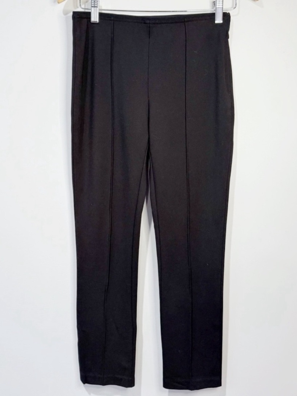 Rag & Bone Black Ponte Knit Ankle Pants Seam Detail Side Zip Career Stretch Sz 4